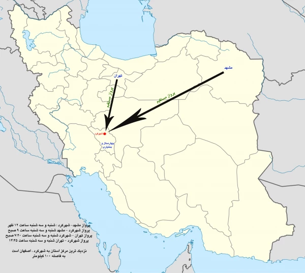 شهرکرد روی نقشه ایران