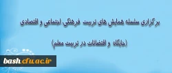 دکتر ساکی، معاون پژوهش و فناوری، اعلام کرد:
برگزاری سلسله همایش های تربیت فرهنگی، اجتماعی و اقتصادی: 

(جایگاه و اقتضائات در تربیت معلم)
 2